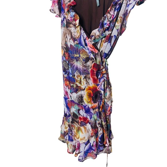 COPY - Anthropologie Wrap Dress Size M Floral Mini Ruffled Purple Bohemian Flow… - Picture 8 of 12